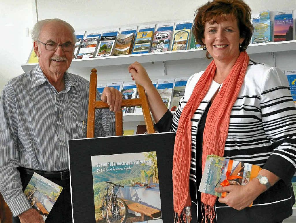 NEW GUIDE: Warwick Tourism and Events chairman Ron Bellingham and CEO Tracy Vellacott officially launched Savour Warwick and Surrounds 2014 Official Regional Guide at the Visitor Information Centre yesterday. NEW GUIDE: Warwick Tourism and Events chairman Ron Bellingham and CEO Tracy Vellacott officially launched Savour Warwick and Surrounds 2014 Official Regional Guide at the Visitor Information Centre yesterday.